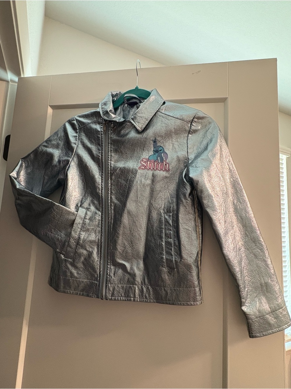 Disney Metallic Blue Jacket with Stitch Logos